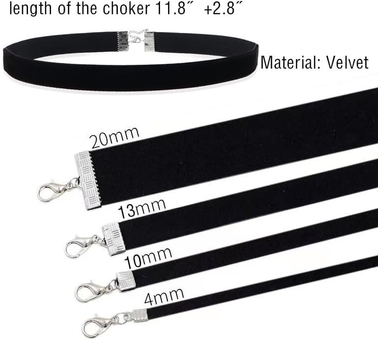4PCS Black Choker for Women Black Lace Velvet Chocker Set Layered Classic Cho…