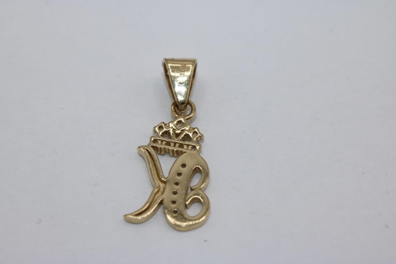 Fine 10K Yellow Gold Letter K Cursive Initial Pendant Charm Necklace 0.8gr