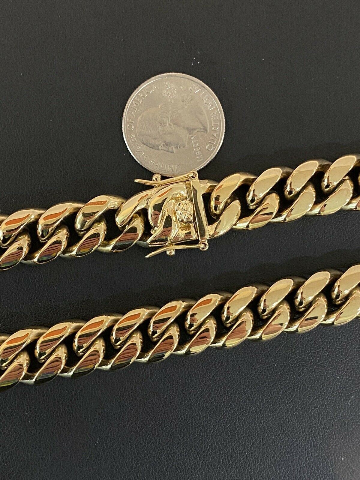 14mm 20″ Mens Real Miami Cuban Link Choker 14k Gold Plated Over Stainless Chain