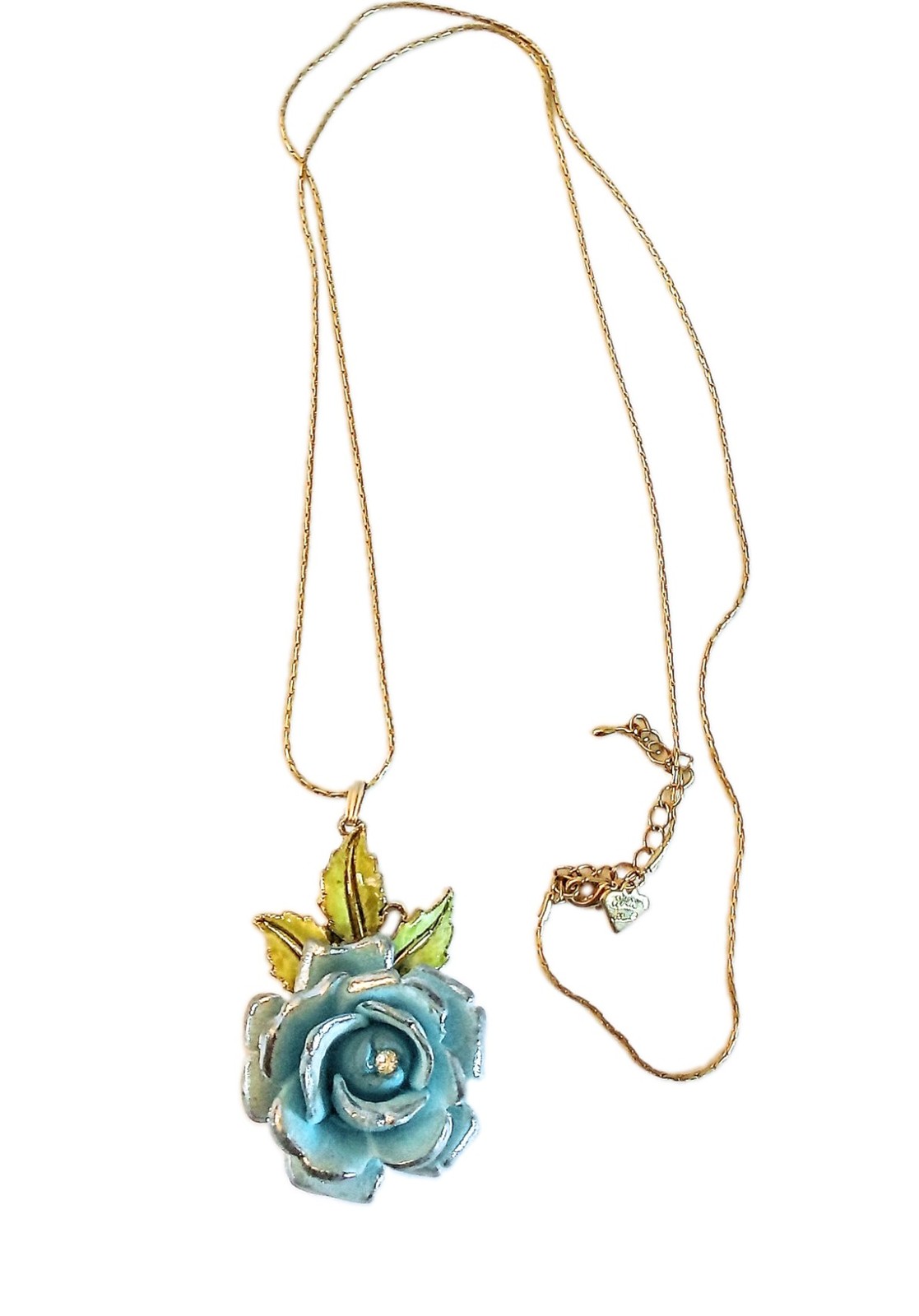 Dainty Blue Rose Pendant Necklace