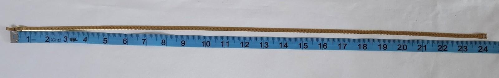 Gold Tone Herringbone Chain Necklace Box Clasp 24″ Marked DM Vintage