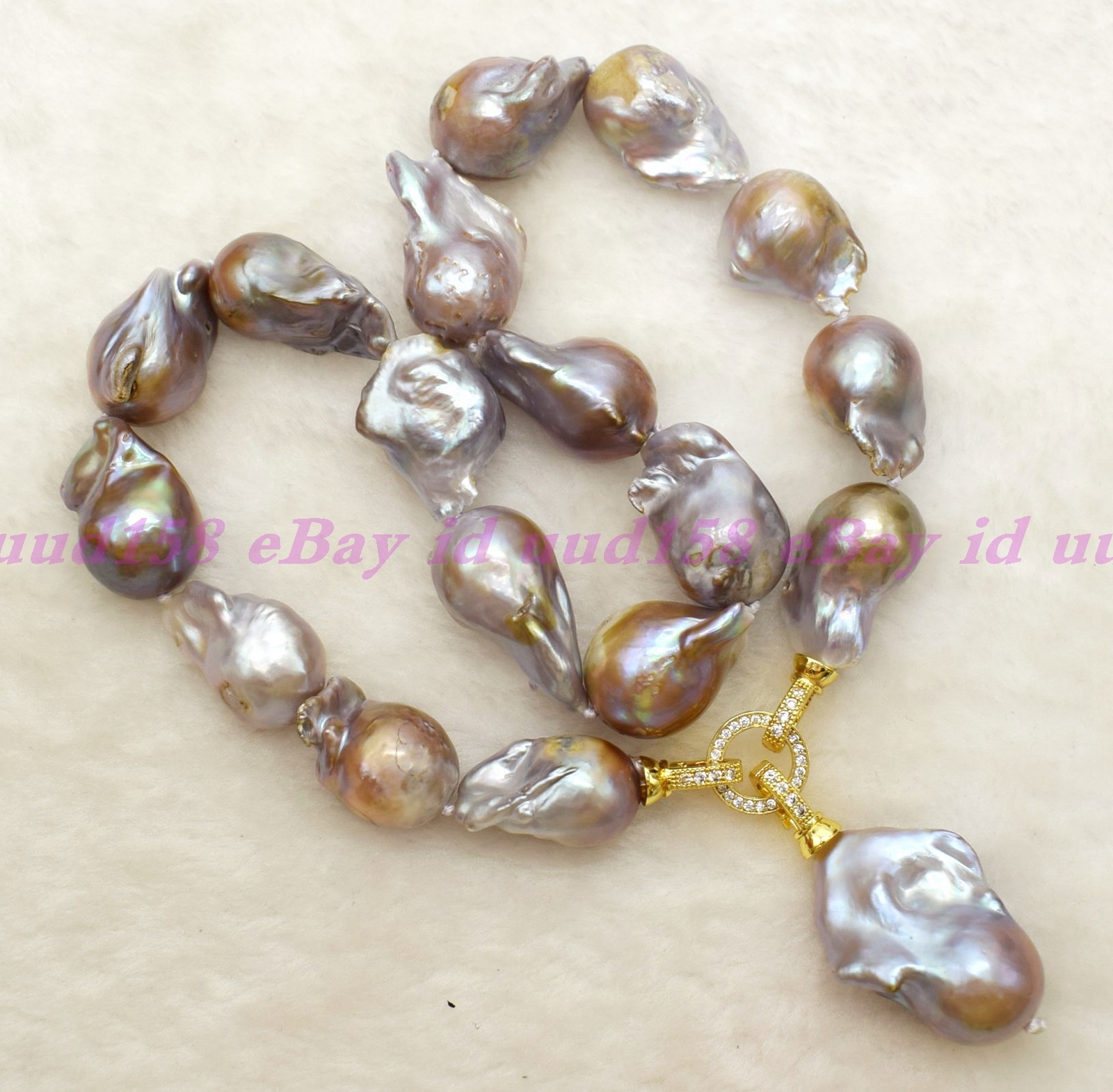 NEW HUGE NATURAL AAA++ SOUTH SEA PURPLE BAROQUE PEARL NECKLACE 18″