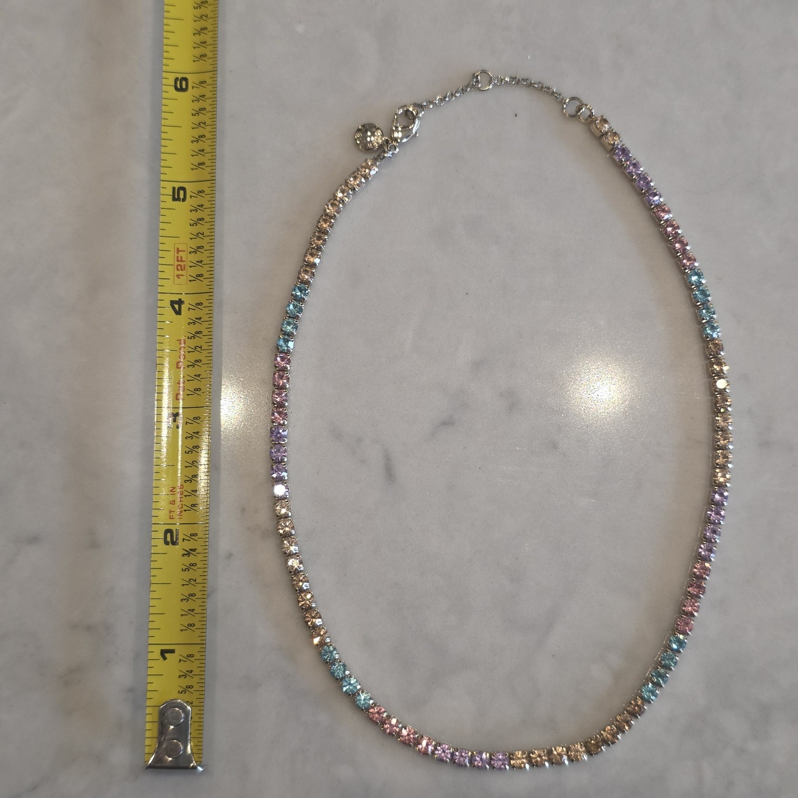 J. Crew Rainbow Crystal Rhinestone Tennis Choker Necklace