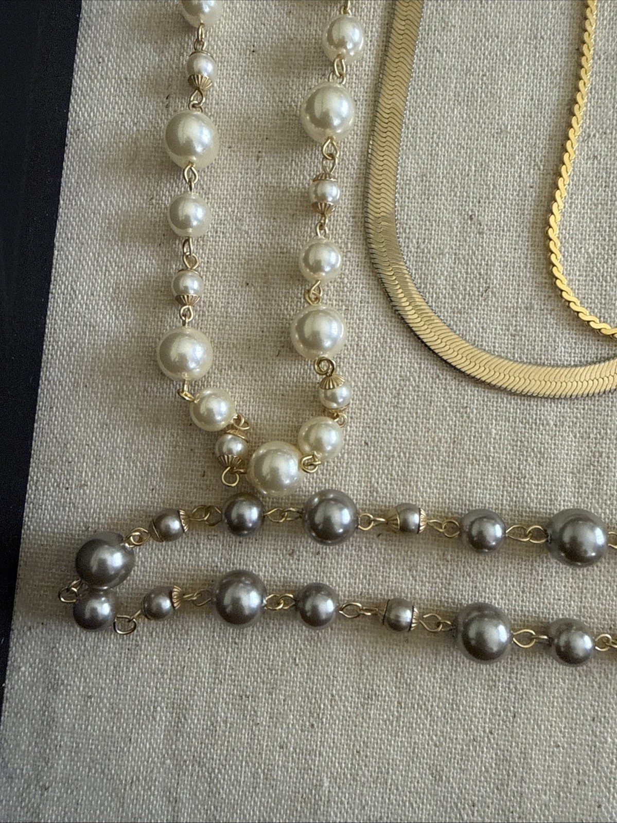 Jewelry Lot Gold Tone Sparkle Faux Pearl Gold Tone Chain Fashion Necklace Mixed
