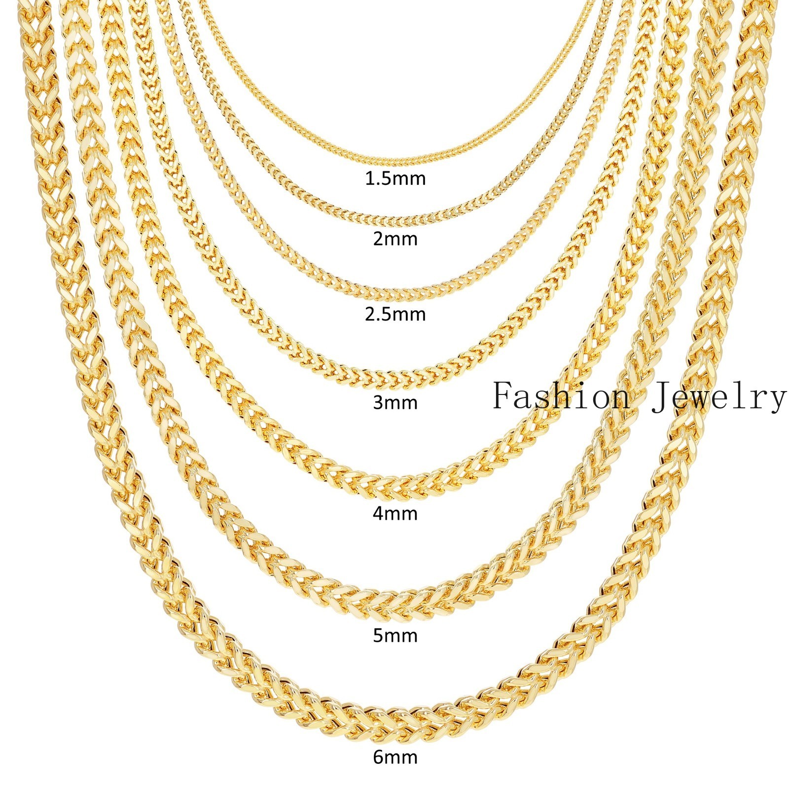 10k Yellow Gold 1.5mm-6mm Franco Box Necklace Bracelet Chain Mens Womens 7″- 30″
