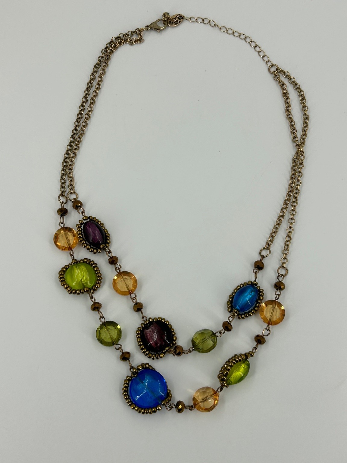 Erica Lyons Colorful Beaded Necklace Double Strand 18-20in Glass & Acrylic Stone
