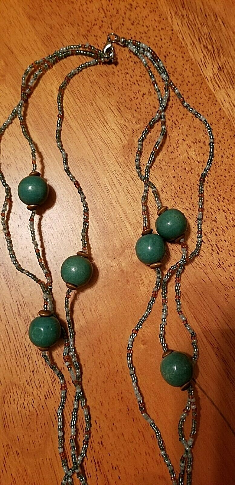50% off! 27″ Three Strand Seed & Large Plastic Beads Necklace with Lobster Hook