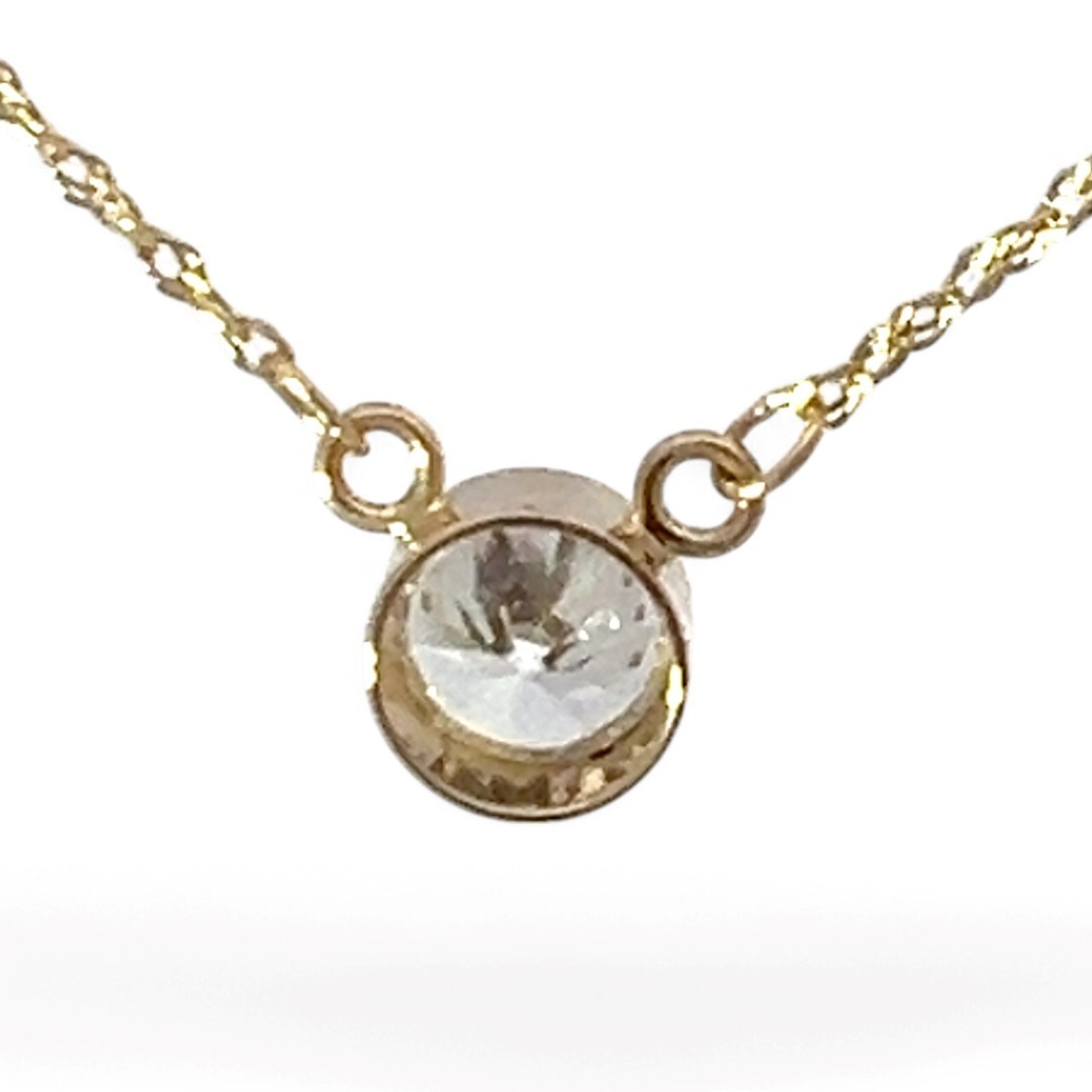 14k Yellow Gold White/Colorless Cubic Zirconia Necklace 16in (KS1019094)