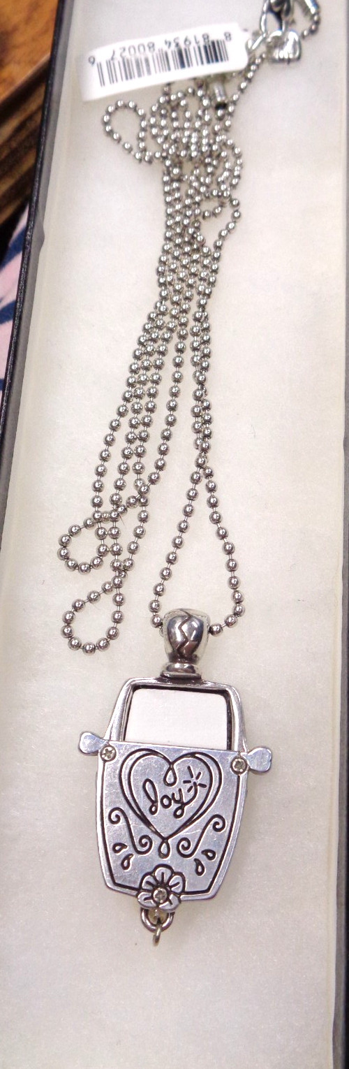 36″ BRIGHTON Enamel JOY HEART Photo Picture Frame Cameo Long Necklace BR50A0