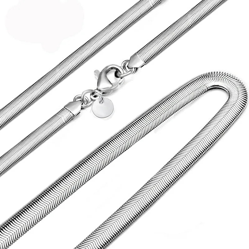 Silver Plated Flat Snake Chain 18- 24 In Necklace 2-4 mm Men Women Jewelry USA