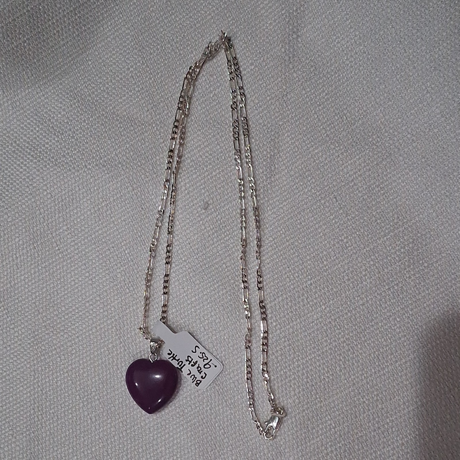 Silver 925 Ley Chain Necklace Purple Heart Blue Turtle Craftc 925 Silver