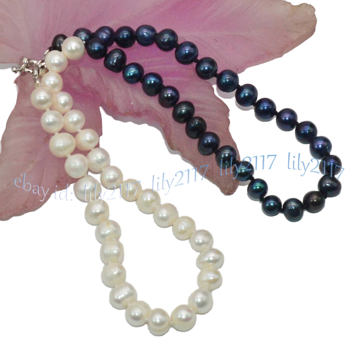 7-8mm Real Natural White Black Freshwater Pearl Baroque Beads Necklace 14-48”