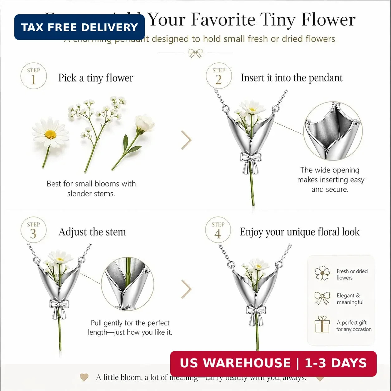 Flower Holder Necklace for Women DIY Flower Bouquet Necklace Mini Vase Pendant W