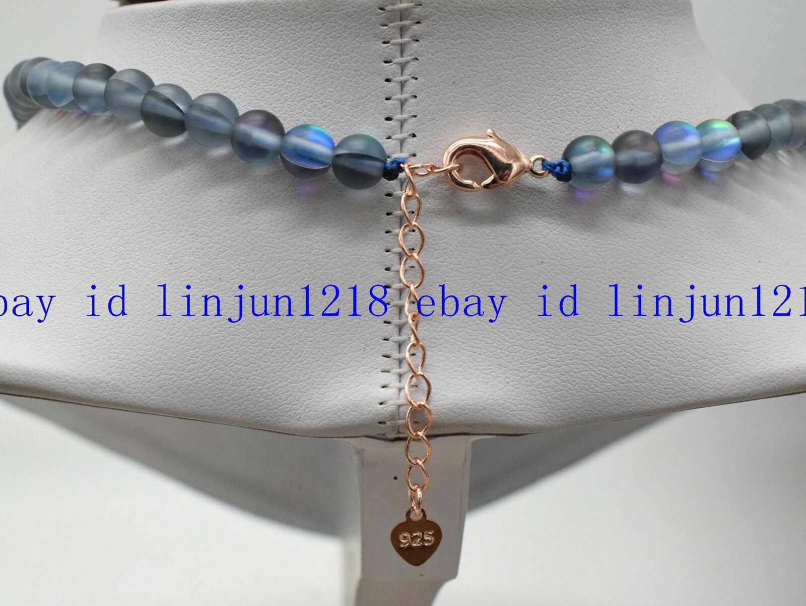 NEW 6-12/10MM Gray Gleamy Rainbow Moonstone Gemstone Bracelet Necklace18/7.5 in