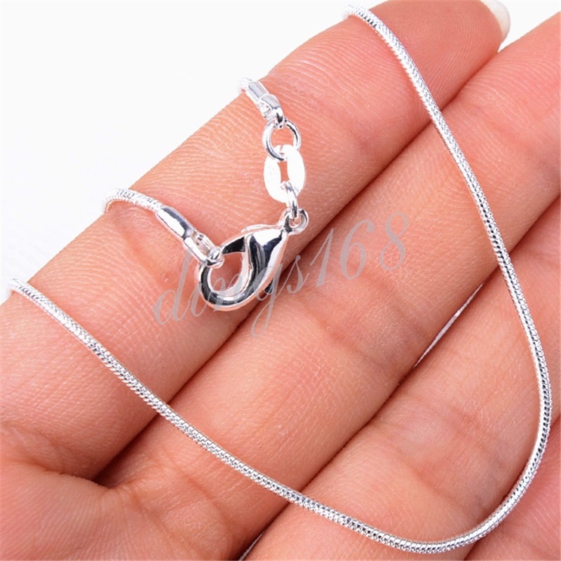 925 Sterling Silver Tarnish-Resist 36″ 1.2mm Snake Chain Necklace Rhodium Finish