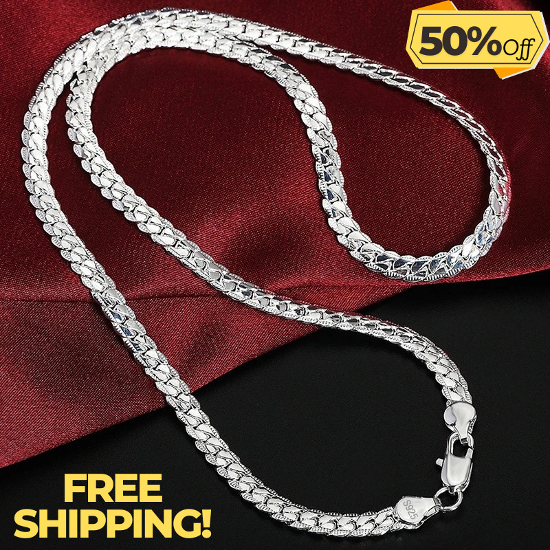 New 925 Sterling Silver Plated Thick Layered Men’s Italy Figaro Chain Necklace
