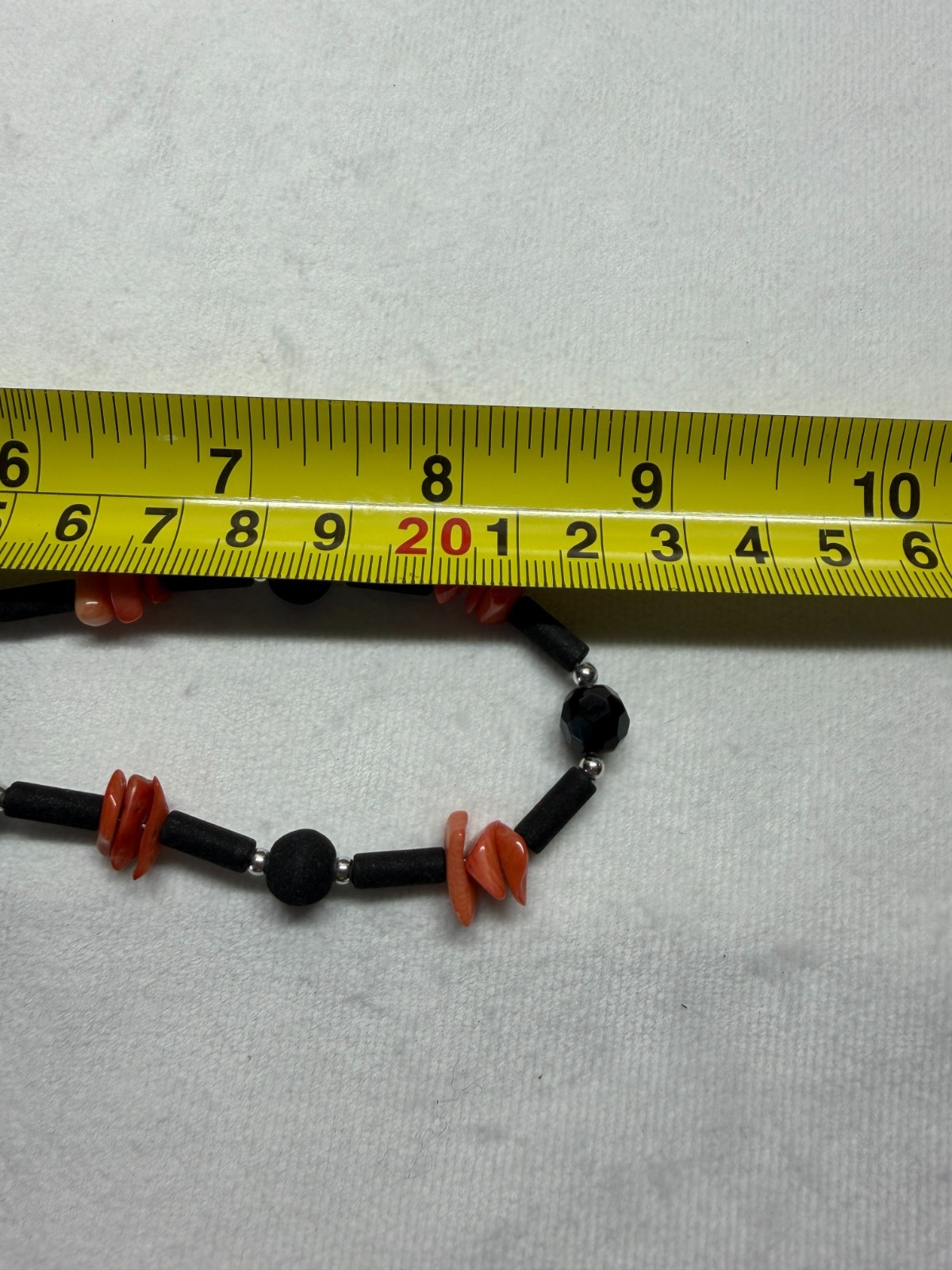 Vintage Coral, Lava Rock & Glass Beaded 18″ Necklace 16g Boho Retro Quirky