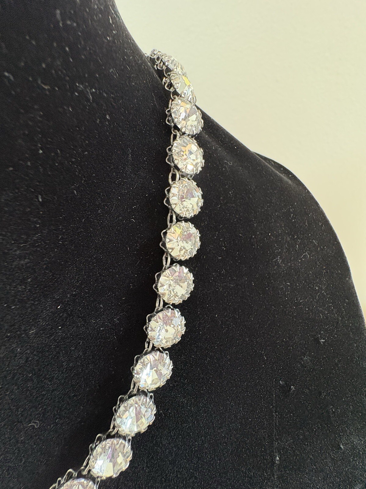 Rare Stella & Dot Necklace 12 mm Crystal Rhinestone Regency Statement 18-19”