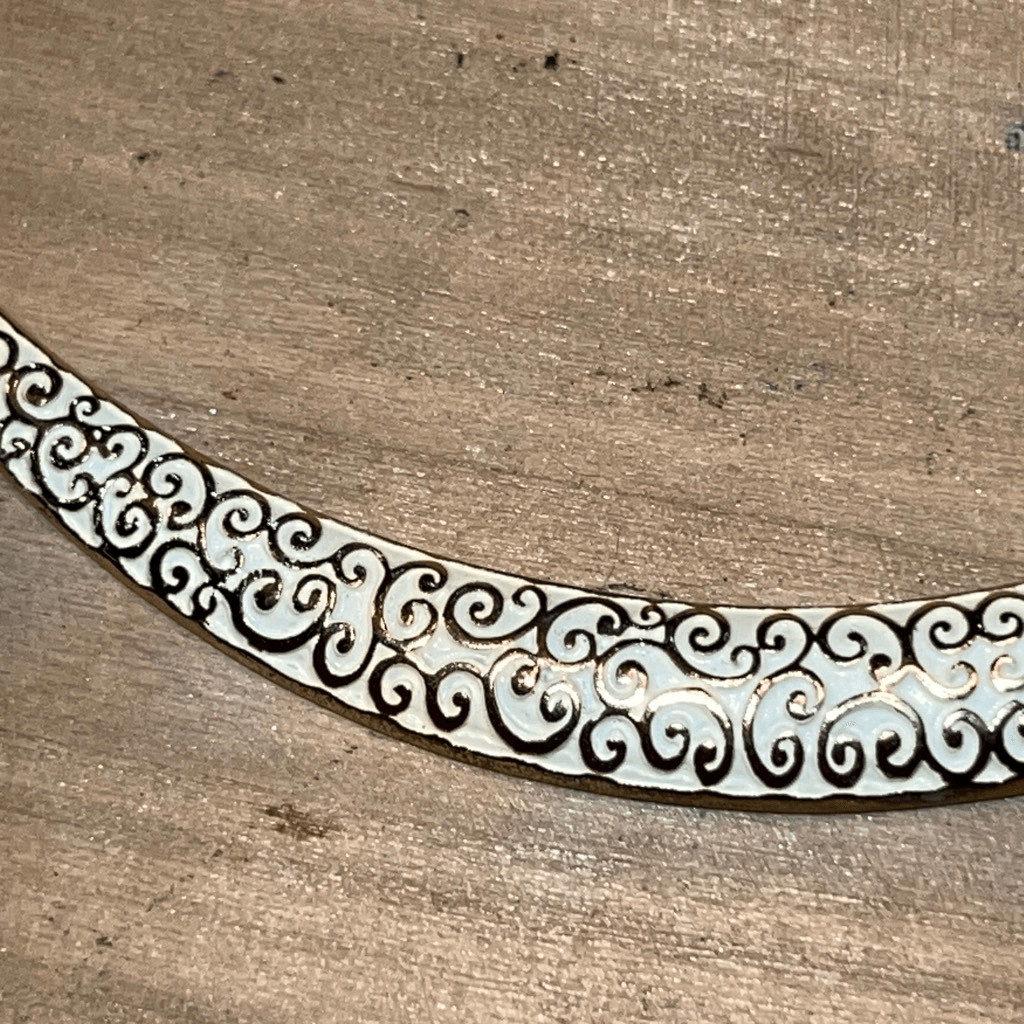 Filigree White And Gold Tone Collar Necklace