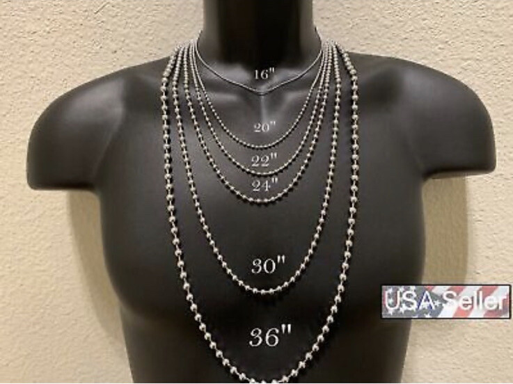 Ball Chain Necklace Stainless Steel 6-40″ Military Dog Tag Army 1.5 / 2.4 /3.2mm