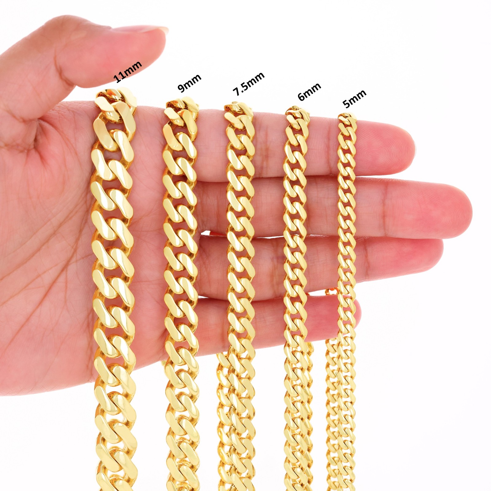 10K Yellow Gold Miami Cuban Royal Monaco Link Chain Necklace 5mm-20mm, 16″- 30″