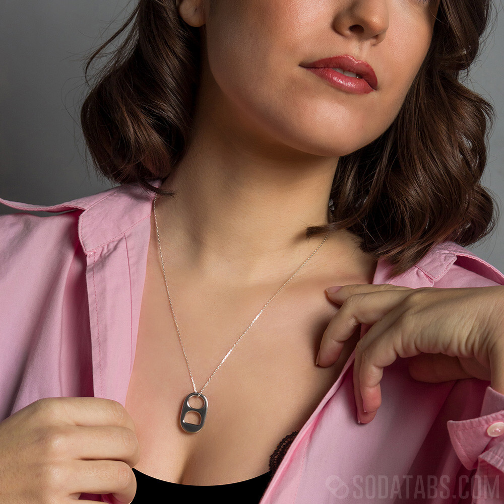 Sterling .925 Silver Soda Tab Pendant Charm & Free Chain