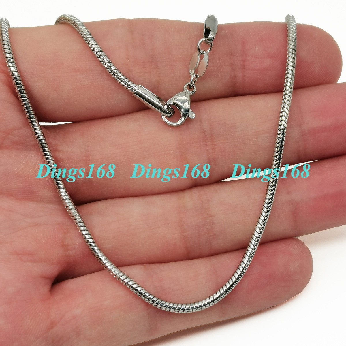 925 Sterling Silver Tarnish-Resist 36″ 1.2mm Snake Chain Necklace Rhodium Finish