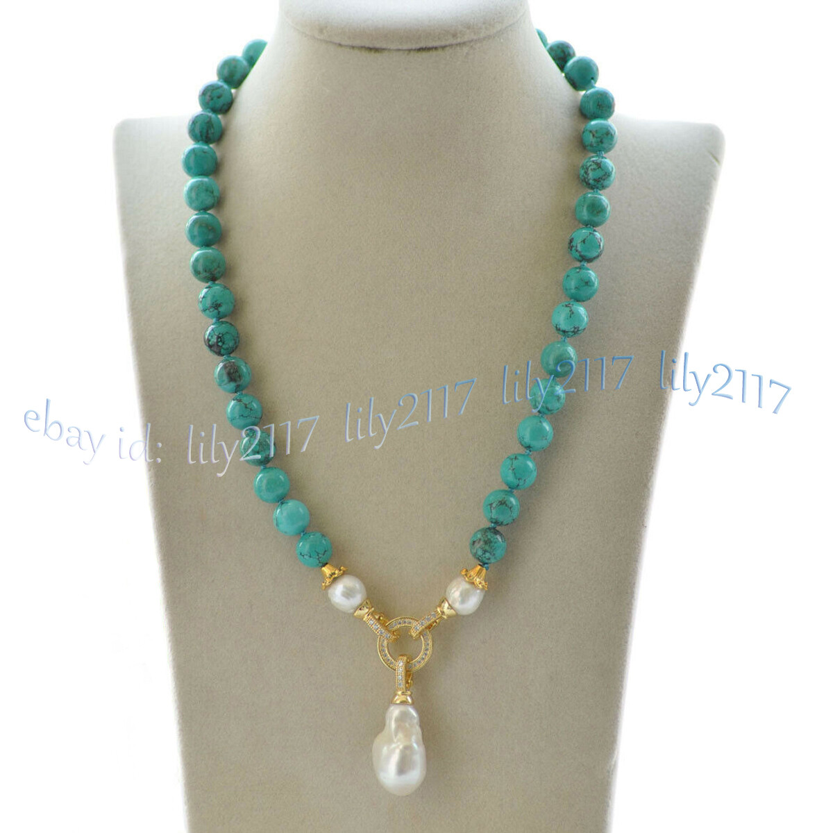 10mm Green Turquoise Natural White Keshi Baroque Pearl Pendant Necklace 16-28”