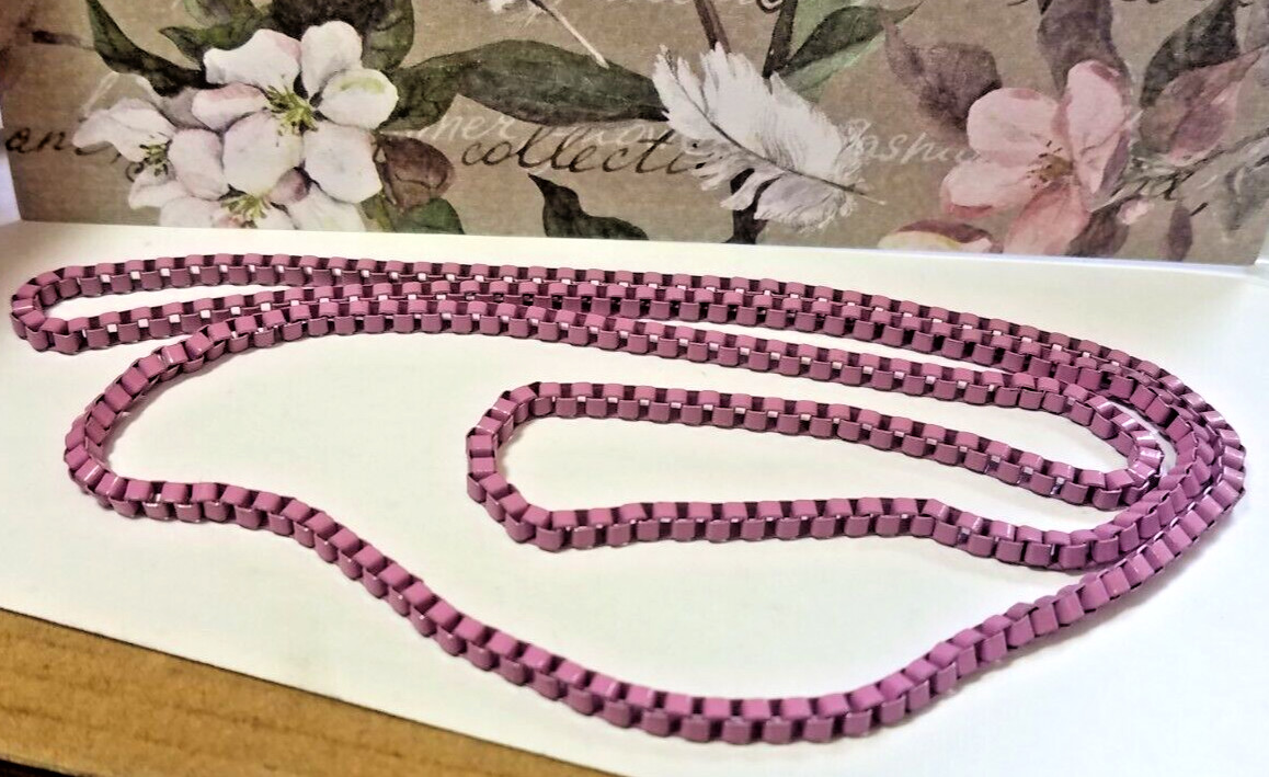 Vintage Venetian Pink Stainless Steel Box Chain Necklace Costume Fashion