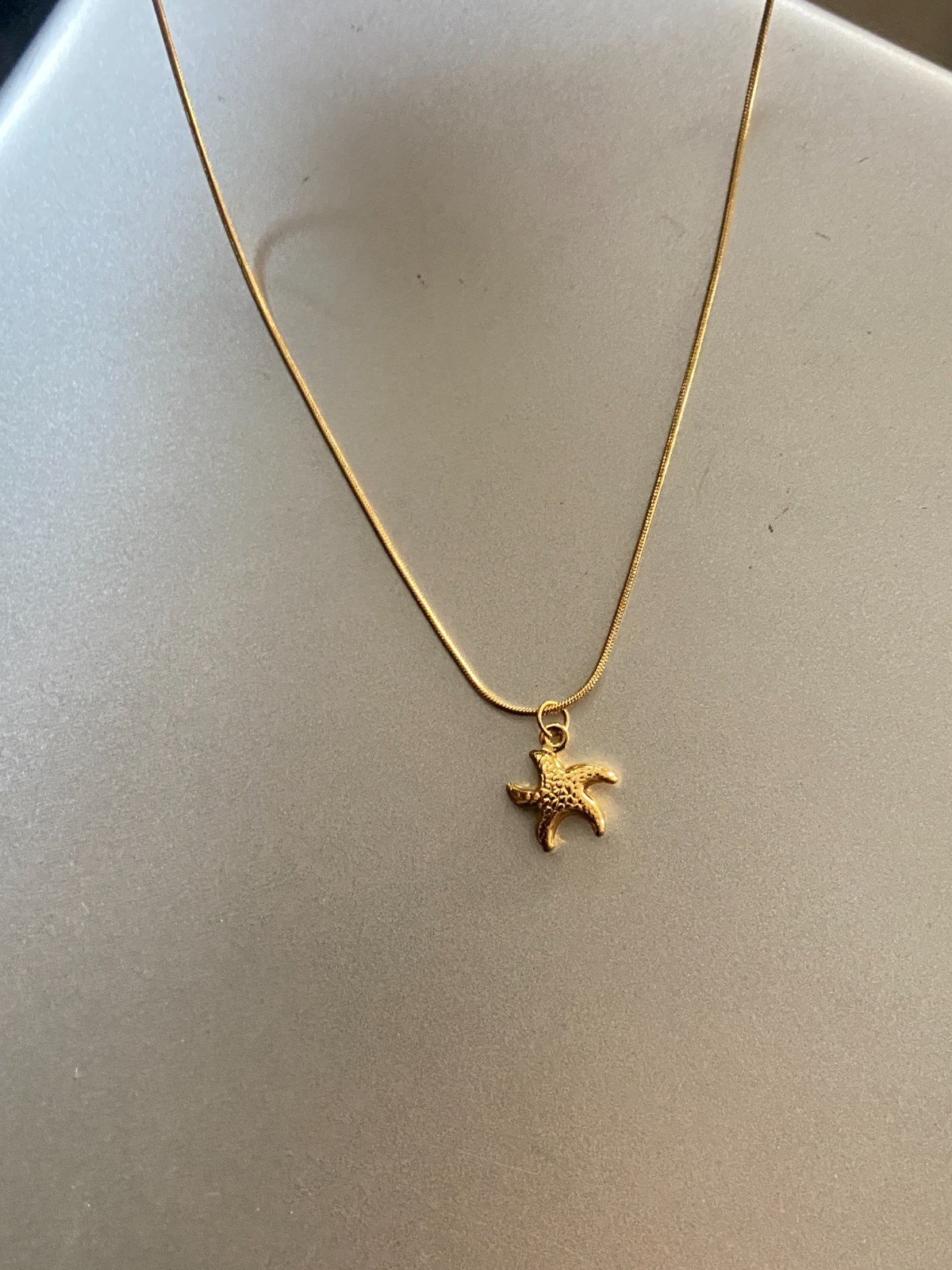 Gold Brass Starfish Necklace | Minimalist Sea Starfish Charm Pendant Necklace