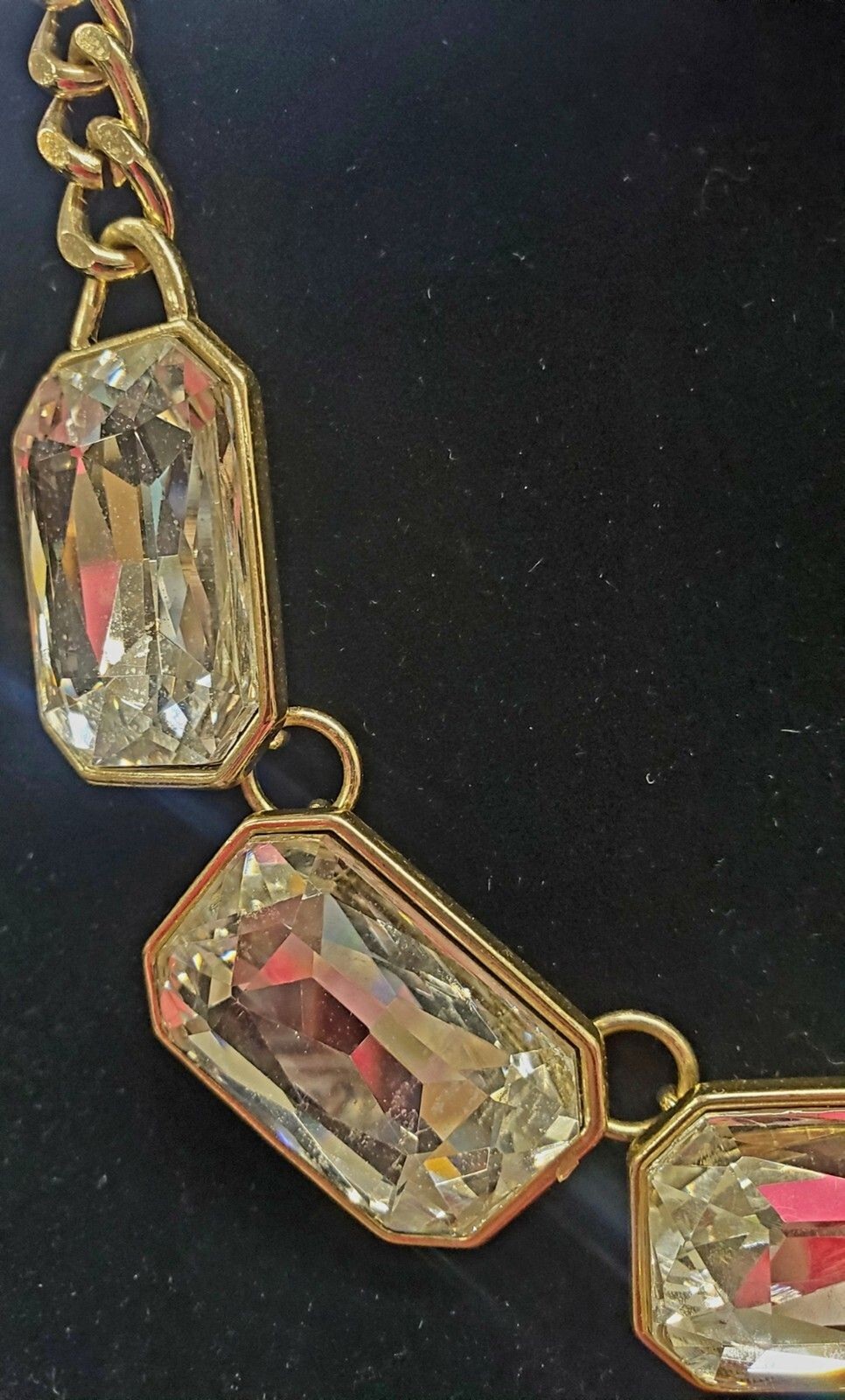 Rhinestone Statement Necklace Gold Tone Clear Colorless Costume Nordstrom VCLM