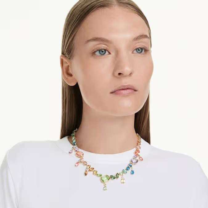 Swarovski Sparkling, gold-plated color Gema necklace