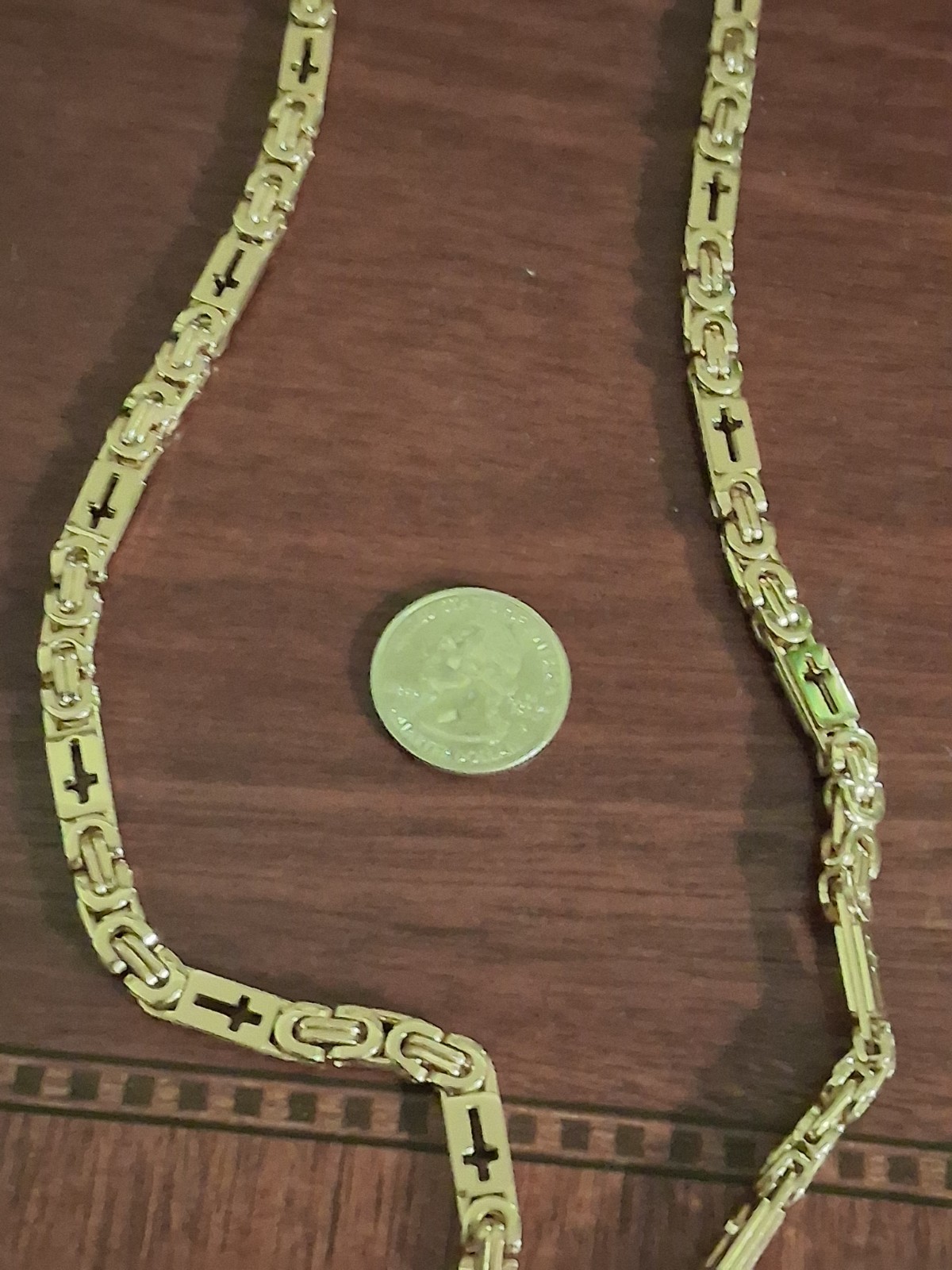 Eighteen Inch Low Carat Hand Made Mexican Gold Necklace 53grams In Weight