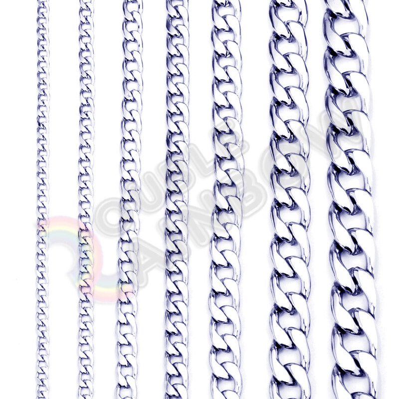 18″-36″Men’s Women’s Stainless Steel Necklace Cuban 3,4,5,6,8,10,12mm Chain Link