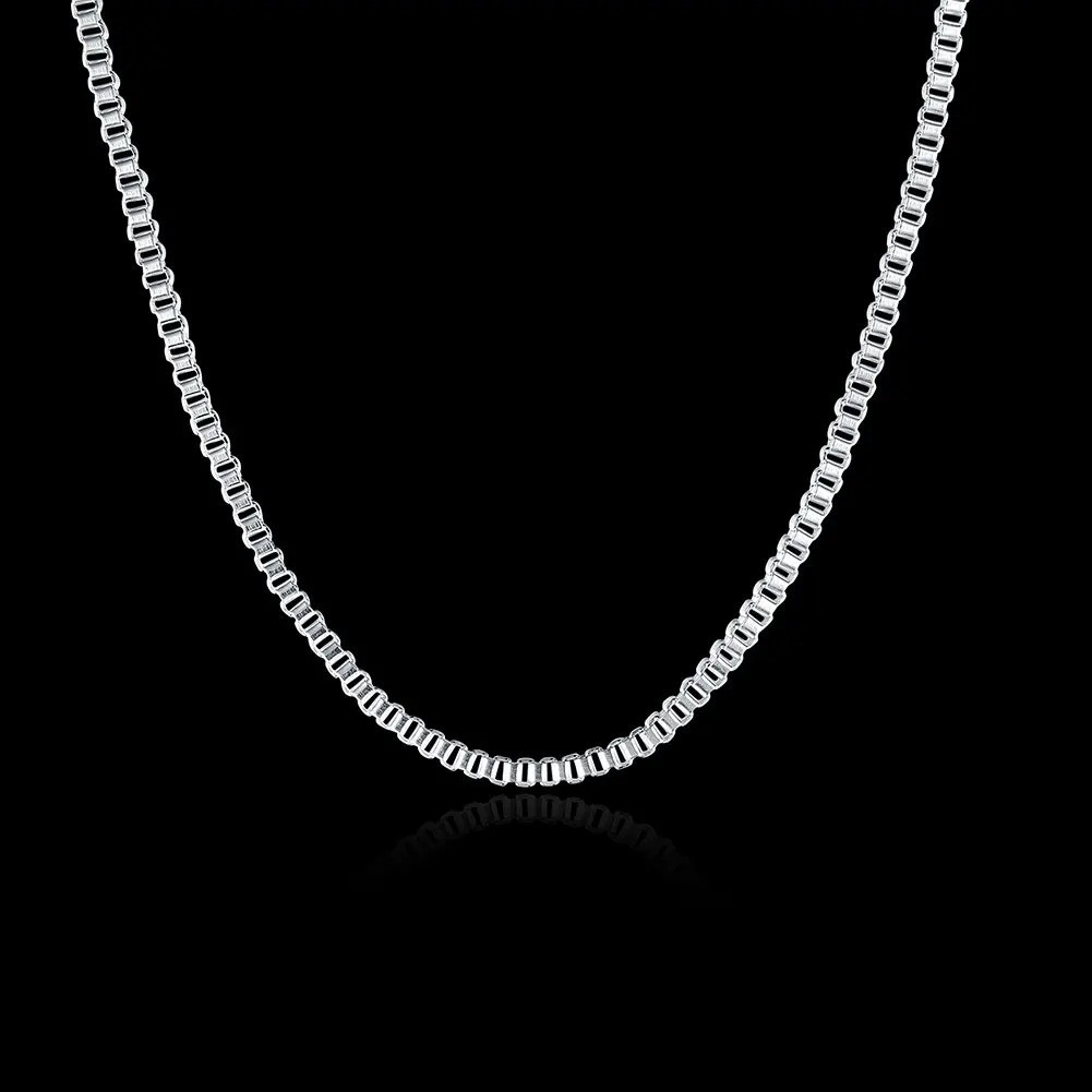 Sterling Silver Box Chain Necklace 16 18 20 22 24 Inch Fine Jewelry Women