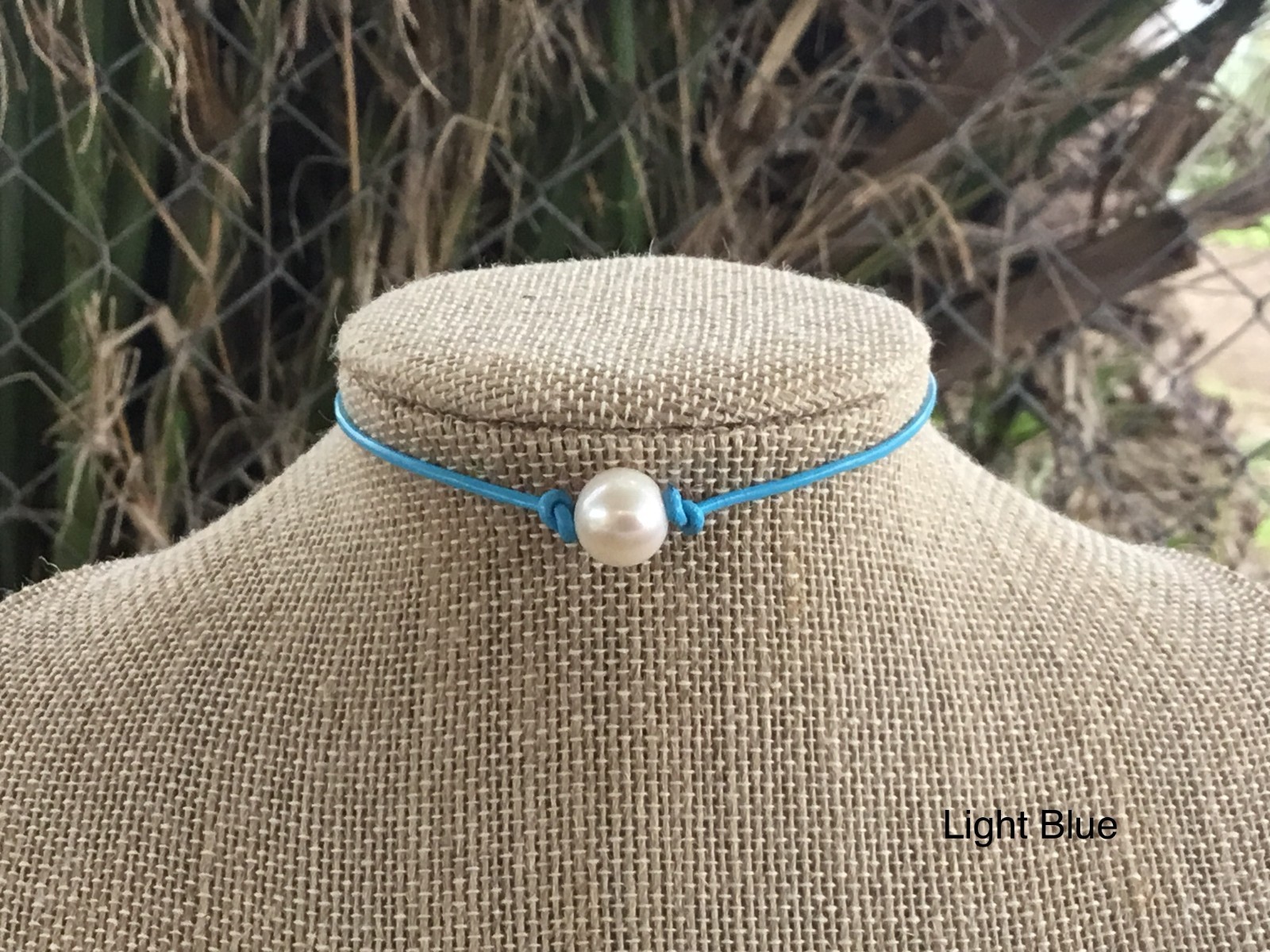 Pearl Choker, Single Freshwater Pearl and Leather Choker Necklace