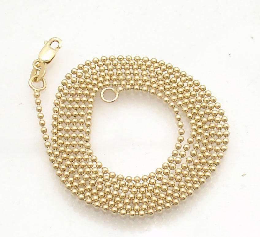 1.5mm All Shiny Round Bead Ball Chain Necklace REAL Solid 10K Yellow Gold