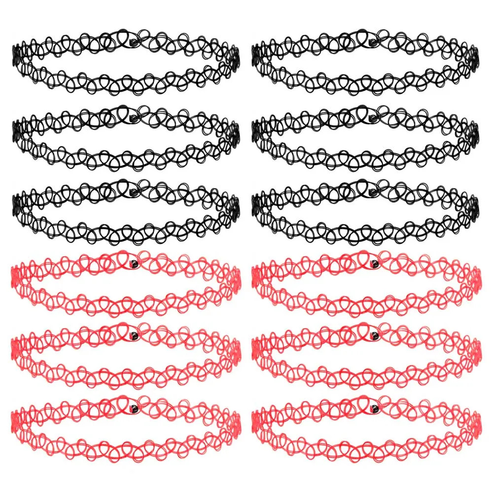 ZS 12Pcs Vintage Stretch Choker Necklace Lady Girl Tattoo Choker Necklace Punk R