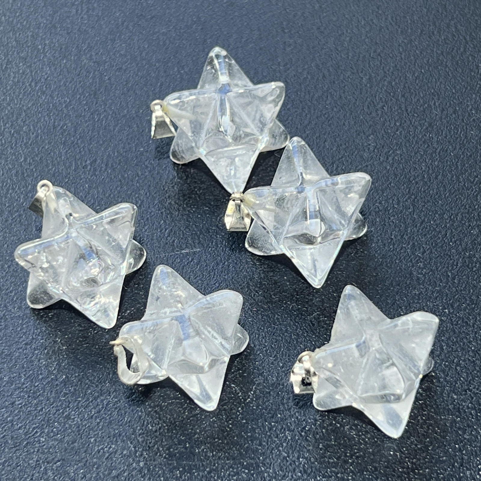 Quartz Crystal Merkaba Pendant (Silver Bail) Natural Mineral Jewelry Supply