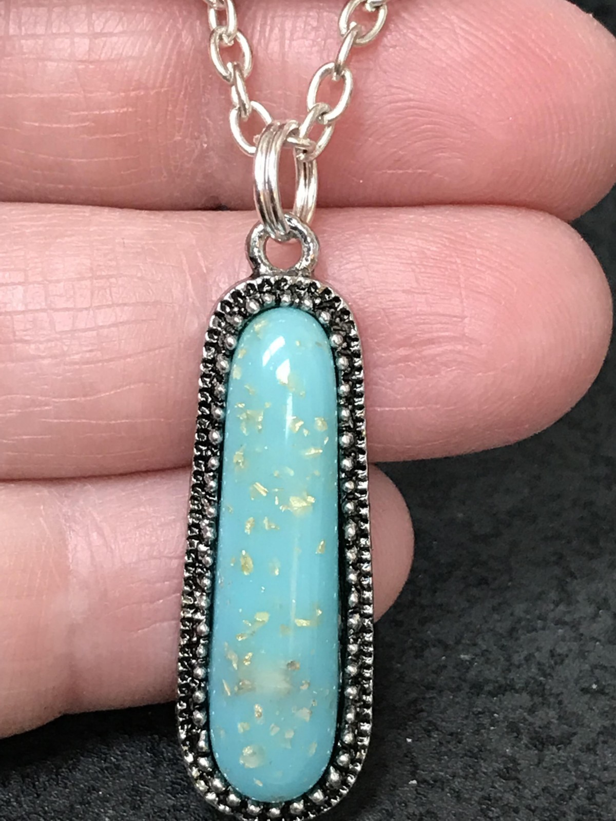 Oblong Howlite Moonstone Turquoise Pendant Charm Stone Design Varies D-1737