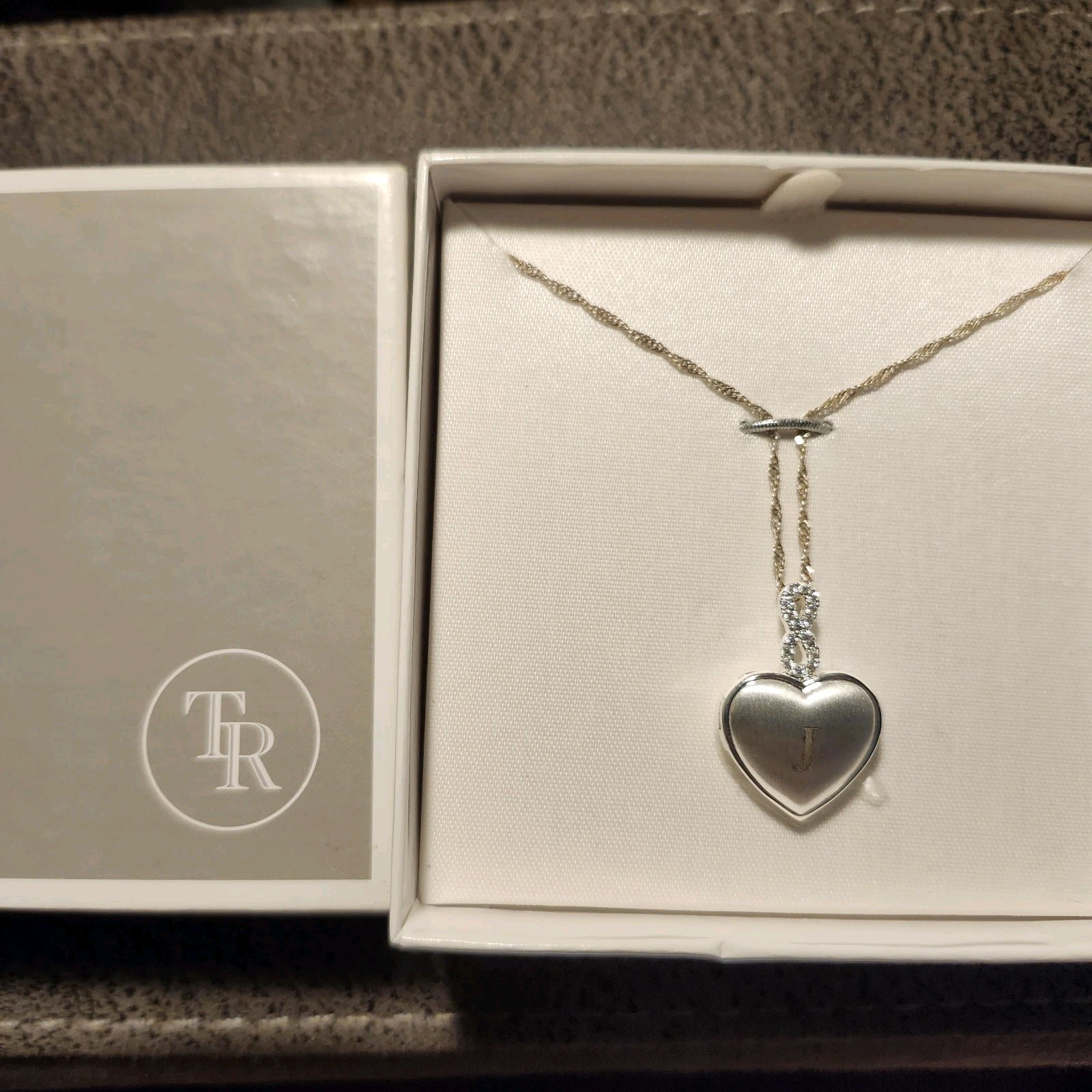 J Monogram Infinity Bail Photo Locket, Things Remembered, NIB