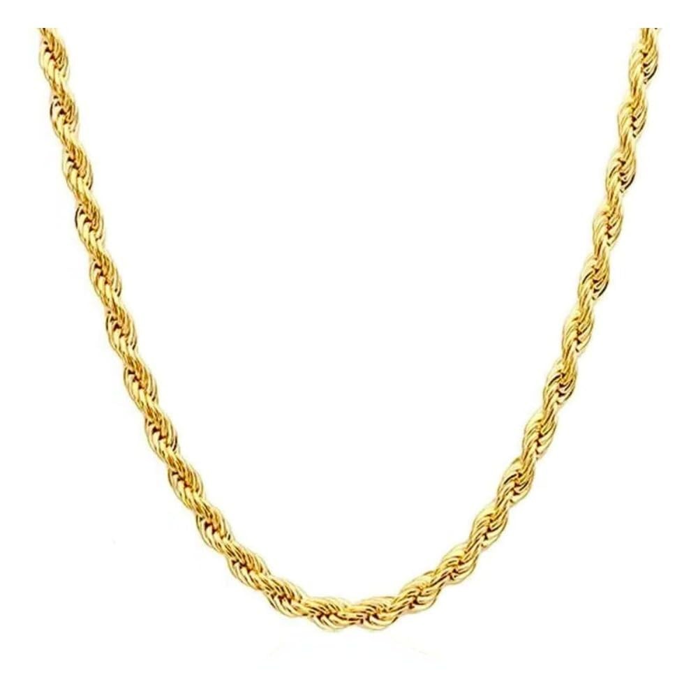 14K Yellow Solid Gold 1.5mm、2mm、3.2mm and 4.2mm Twisted Rope Chain Necklace, …