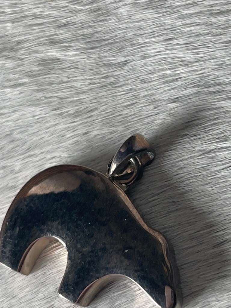 Silver Unisex Bear Pendant 1 x .75 in Silver Small Bail for Chain Polar Grizzly
