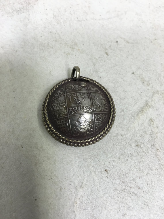 Pendant Silver Coin Nepal Symbol Pendant