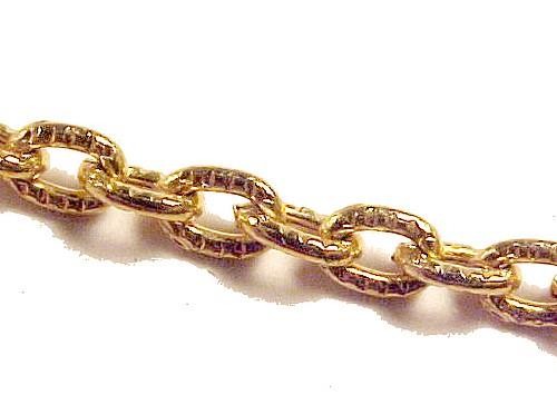 Ribbed Cable Chain Necklace Gold tone 24 inch Spring Ring Clasp Vintage Neck