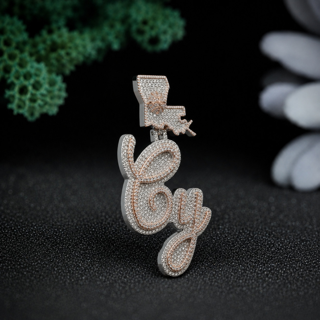 Custom Iced Out Name Pendant Rose Gold Moissanite Diamond Hip Hop Script Charm