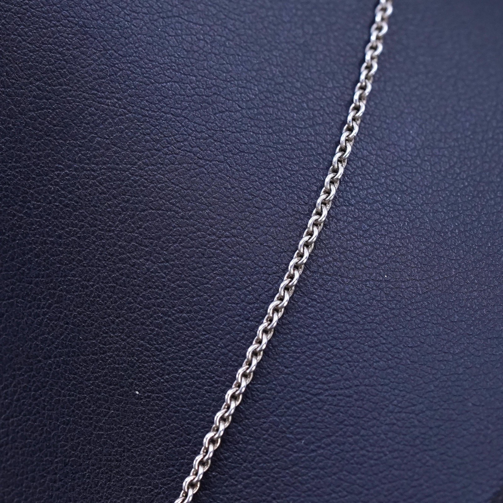 16+2” 1.6mm, vintage Sterling 925 silver necklace, textured circle chain