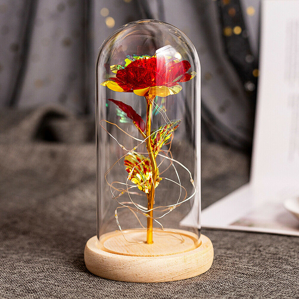 Eternal Forever Galaxy Rose Flower In Glass Dome LED Light Valentine’s Day Gift