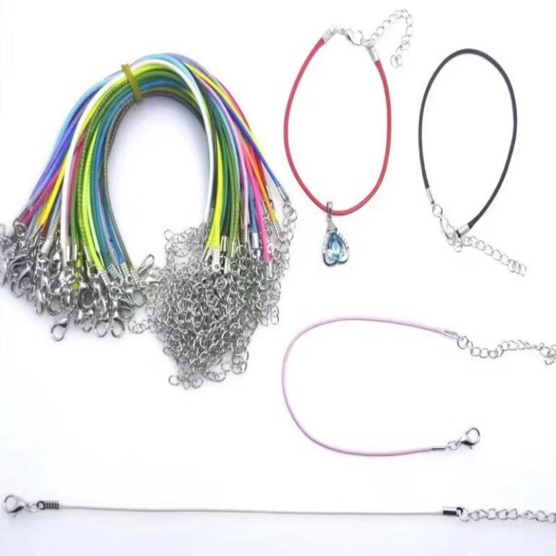 Color 18” Necklace Braided Leather Rope Jewelry Making Chain Cord w/Clasp Lots