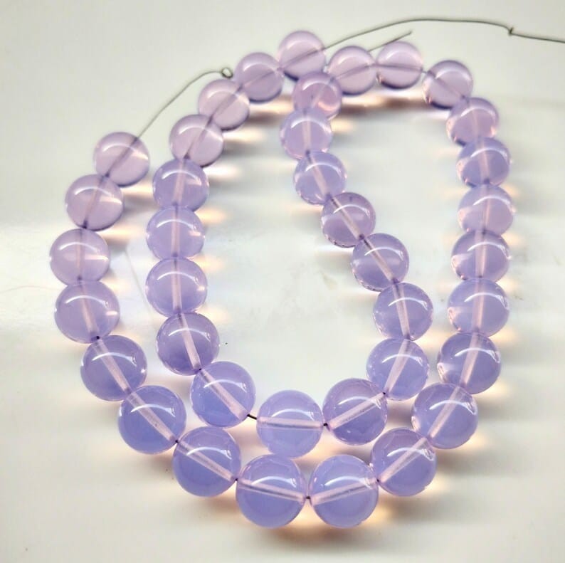 Lavender Moon quartz smooth balls gemstone jewellery beads Lavender necklace